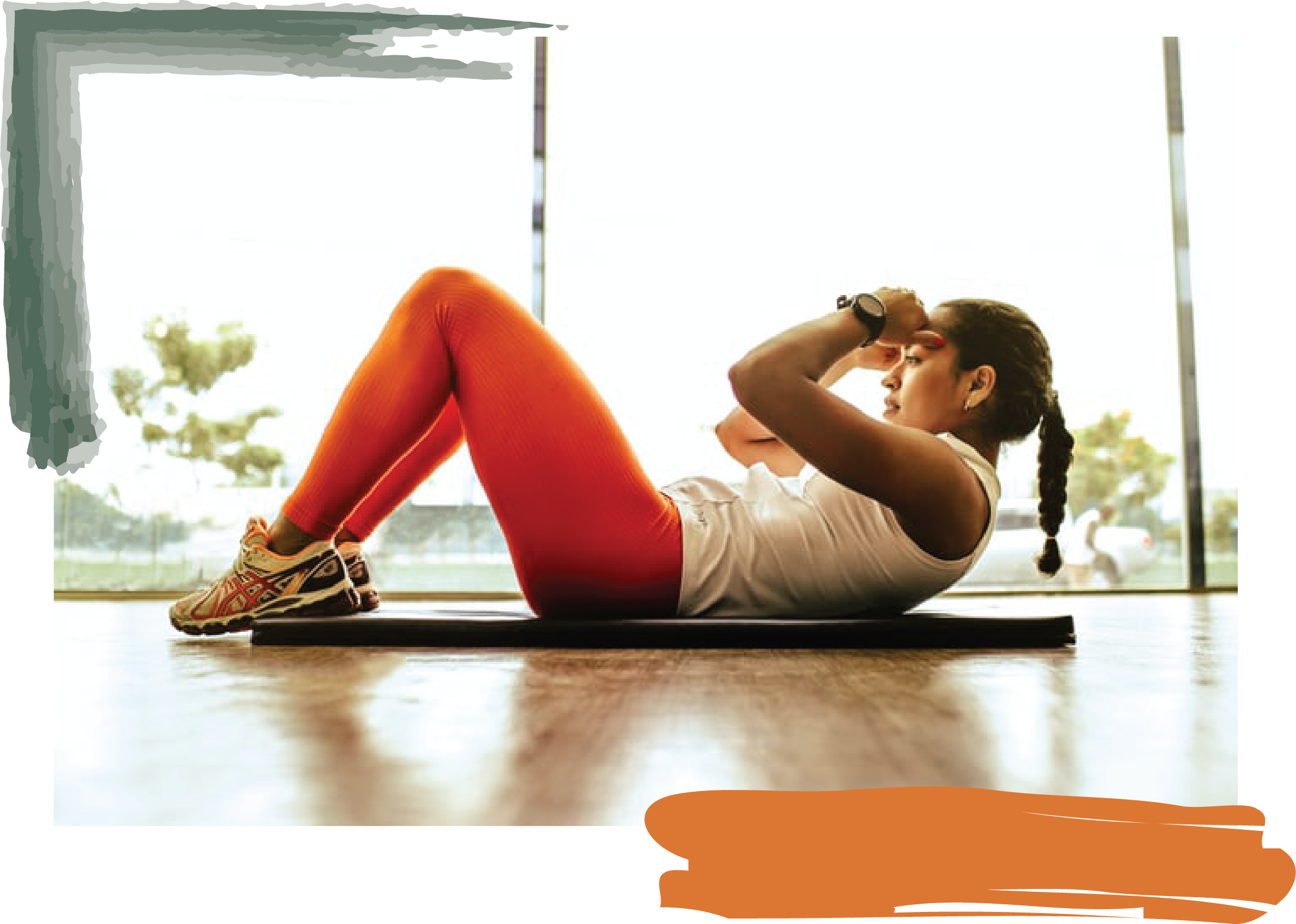 Sculptures in a museum with large windows