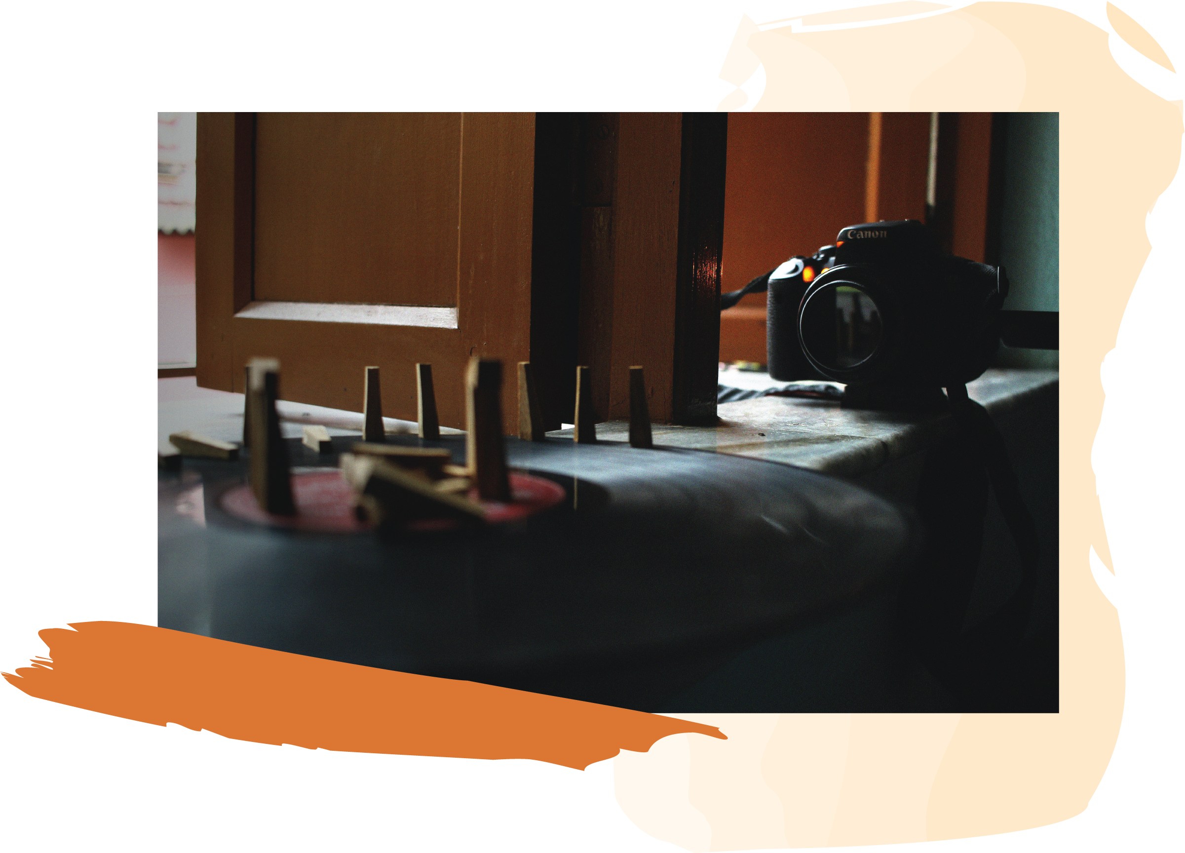 Camera positioned to take a photo on a windowsill