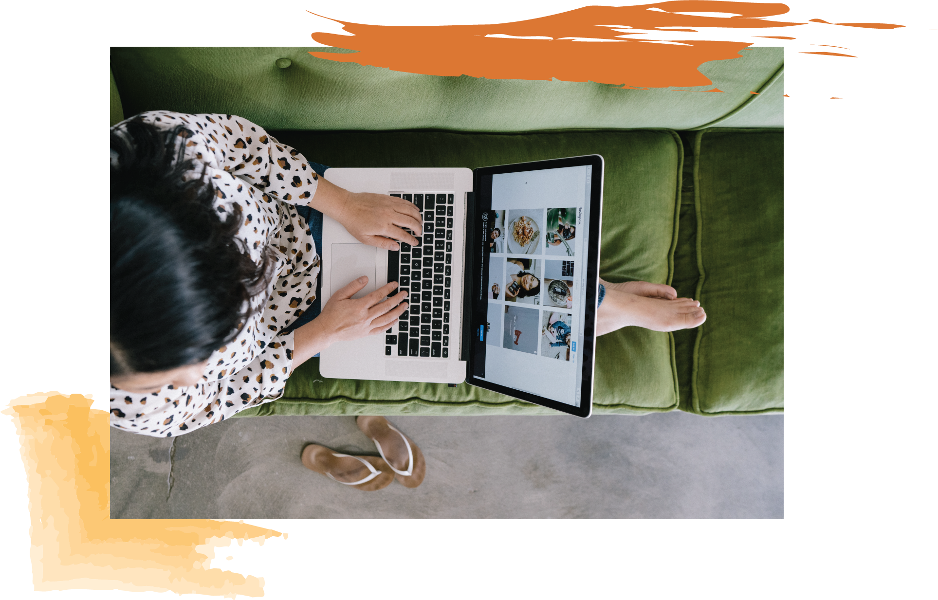 person sitting on sofa with laptop