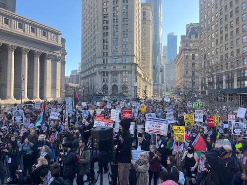 Over 1,000 demonstrators gather at Foley Square, march to Union Square to protest arrest of Mahmoud Khalil, SIPA ’24