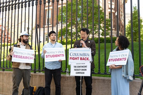 School of Social Work affiliates organize 25-hour speak-out for academic freedom in front of Earl Hall gate