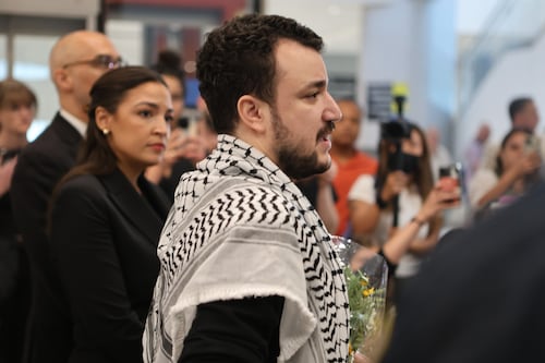 Mahmoud Khalil, SIPA ’24, arrives at Newark Airport after release from ICE detention