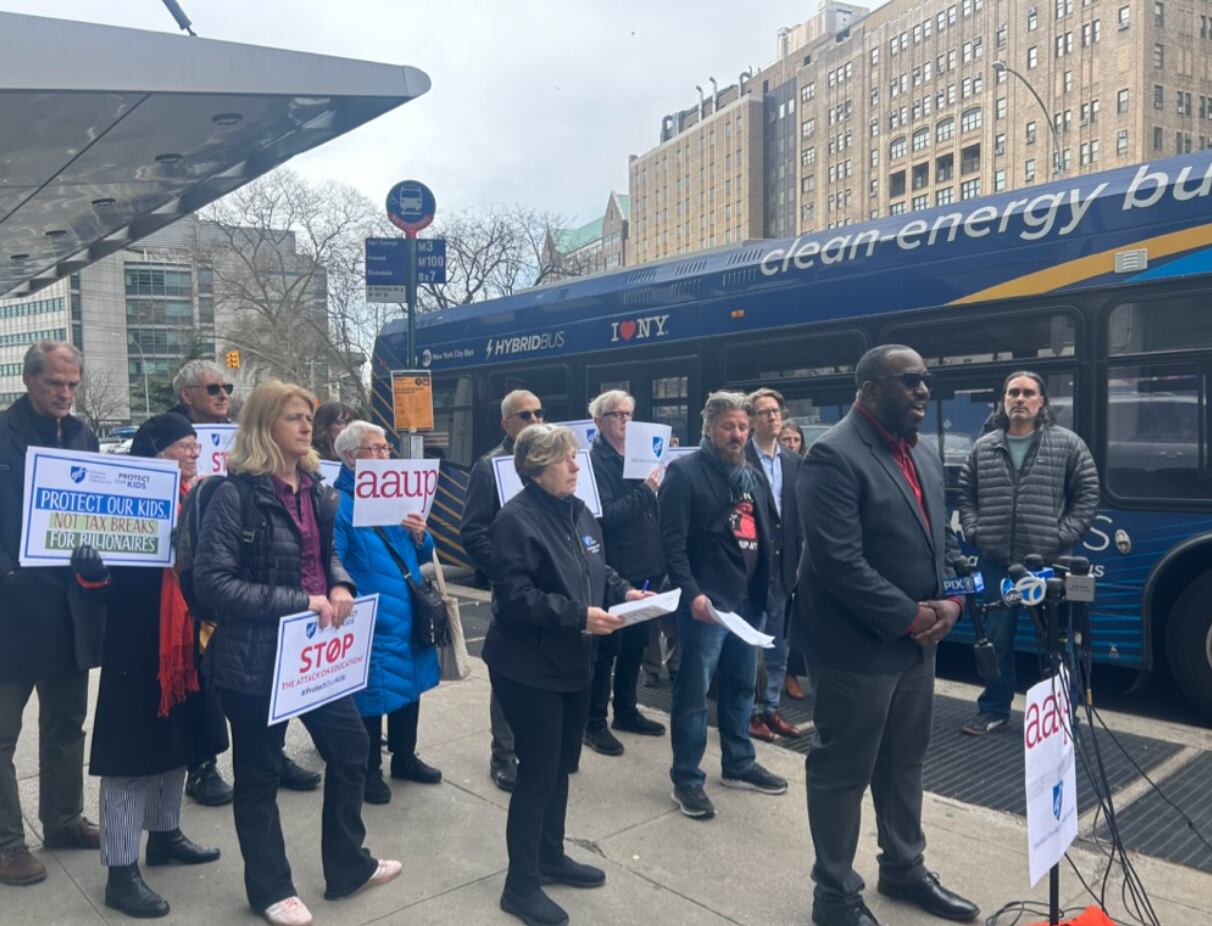 Columbia faculty and union leaders support AAUP and AFT lawsuit against Trump at press conference